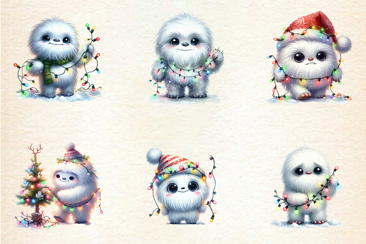 Christmas Cute Yeti Clipart, an Illustration by DreamArtGraphic (Photo 2 of 6)