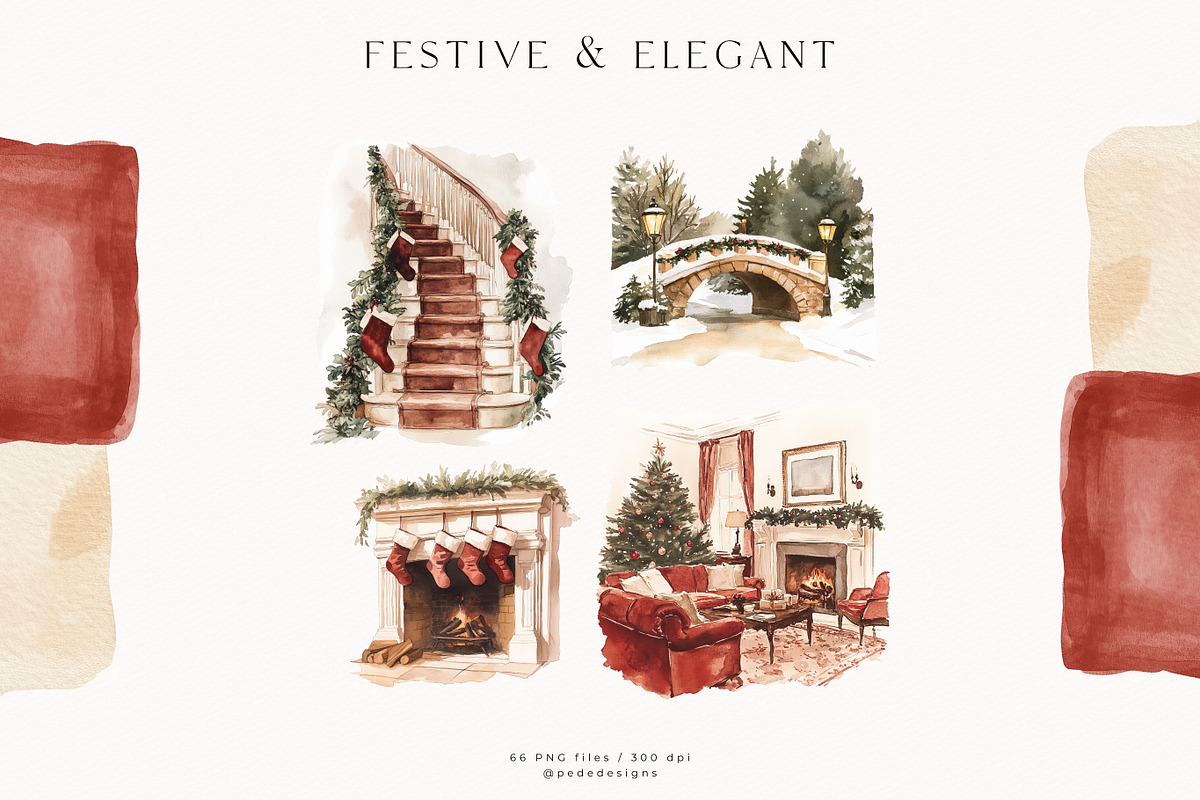 Elegant & Festive Collection, a Seasonal Illustration by PeDe Designs (Photo 7 of 31)
