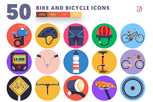 50 Bike and Bicycles Icons