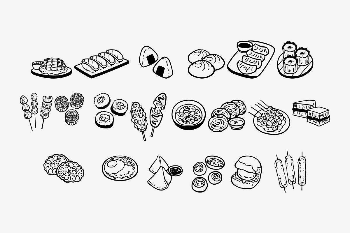 Asian Food Doodle Illustration, an Object Graphic by SLAB! Design (Photo 2 of 2)