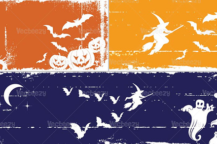 Grungy Halloween Vector Banners Pack