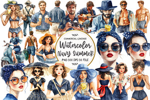 Navy Summer Outdoor Clipart, an Illustration by OK Design
