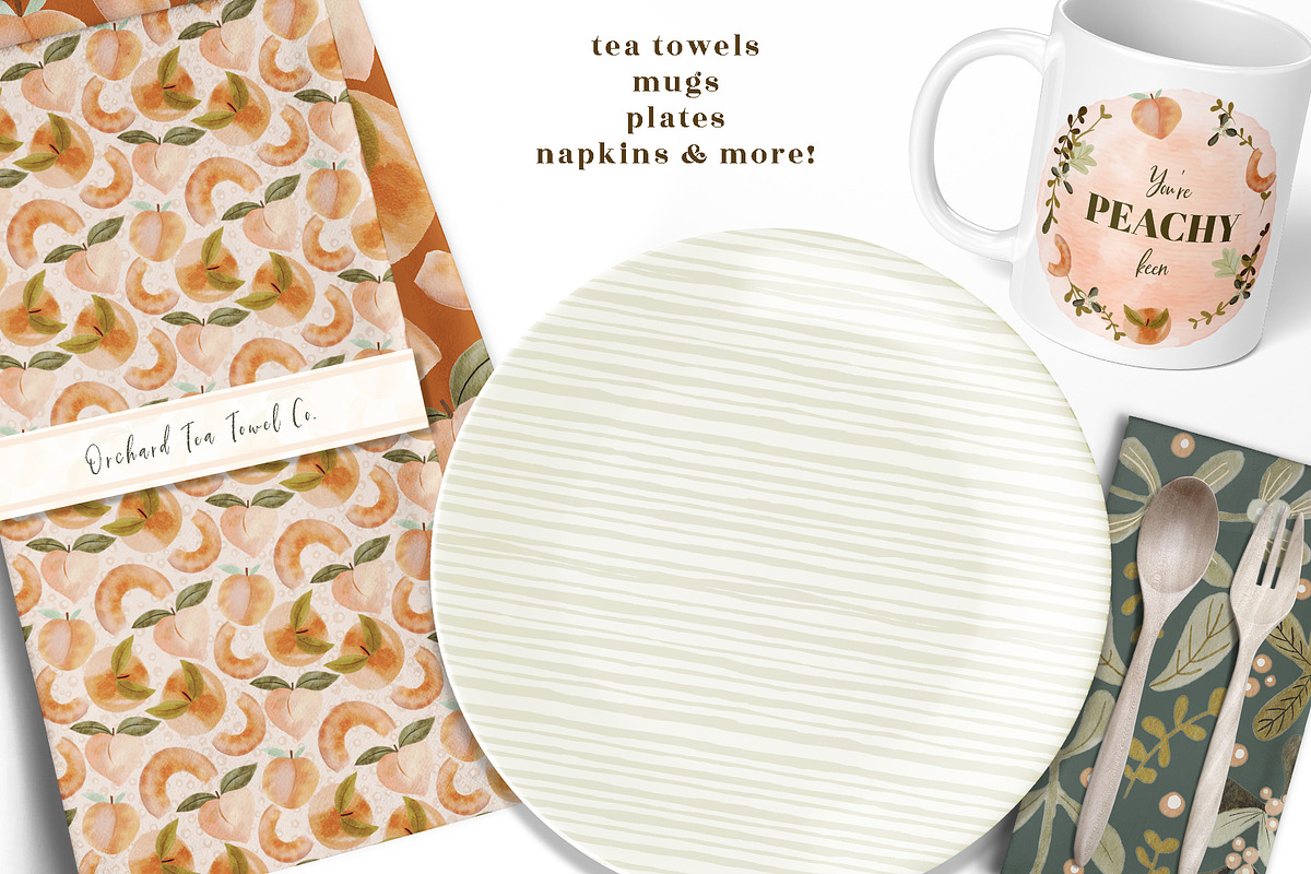 Peaches and Sage watercolor clipart, a Pattern Graphic by Bridgett Stahlman Design (Photo 5 of 9)