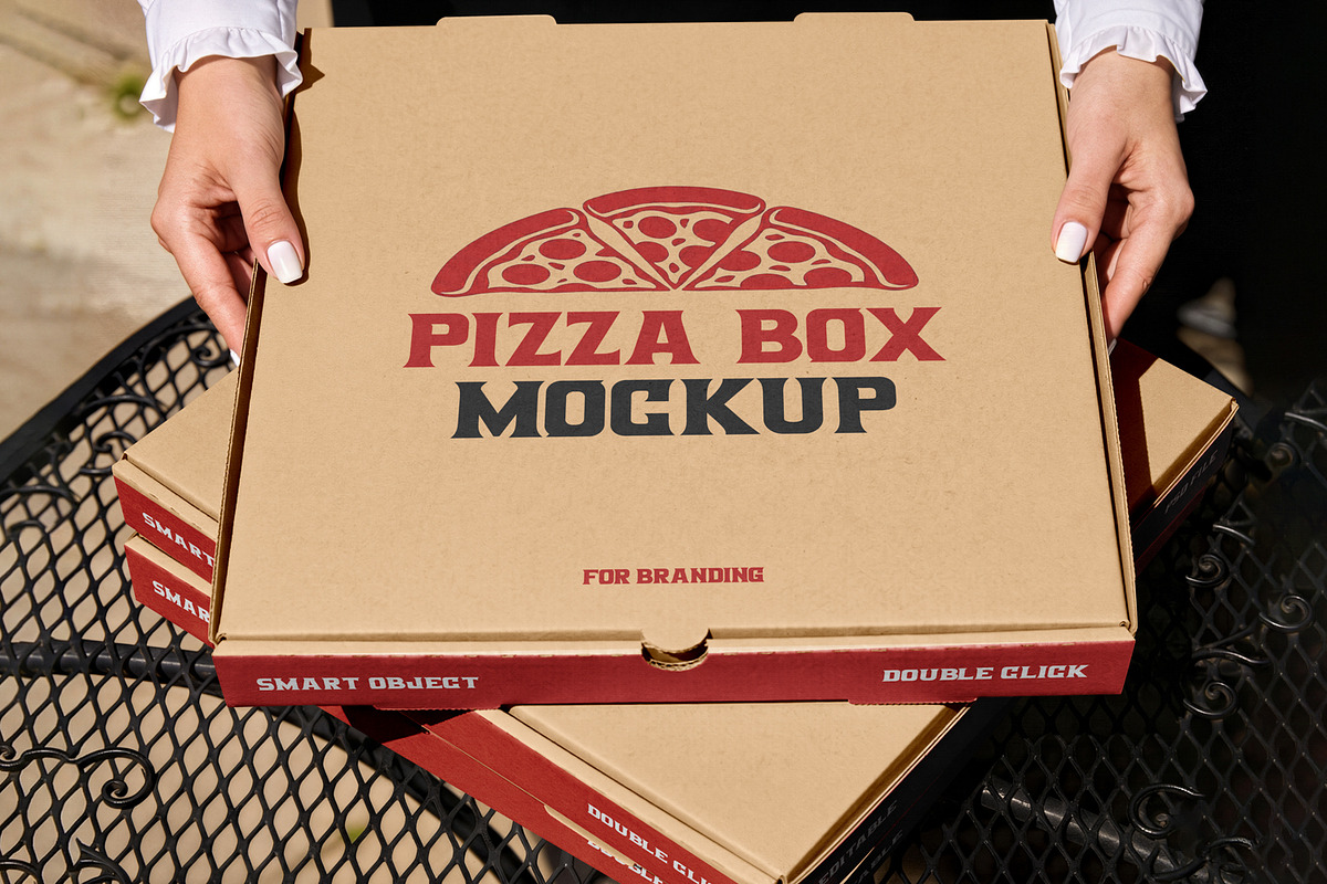 Pizza Box Packaging Branding Mockup, a Packaging Mockup by RamStudio2 (Photo 2 of 6)