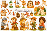 Fall Camping Clipart Woodland Animal, a Seasonal Illustration by SugarCloudStudioArt (Thumbnail 1 of 10)