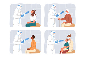 Nasal swab for COVID PCR test set, a Healthcare Illustration by Good Studio