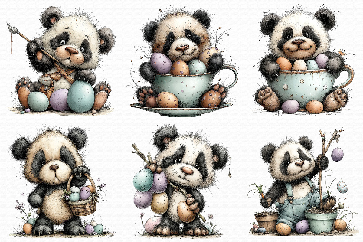Whimsical Easter Panda Clipart, an Illustration by Libby Wishes (Photo 8 of 8)