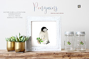 Winter Penguins. Watercolor clipart, an Animal Illustration by LABFcreations (Thumbnail 2 of 8)