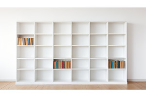 contrast empty book shelf ai, an Abstract Photo by pikepicture