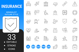 Insurance outline icon set, an Outline Icon by Icons