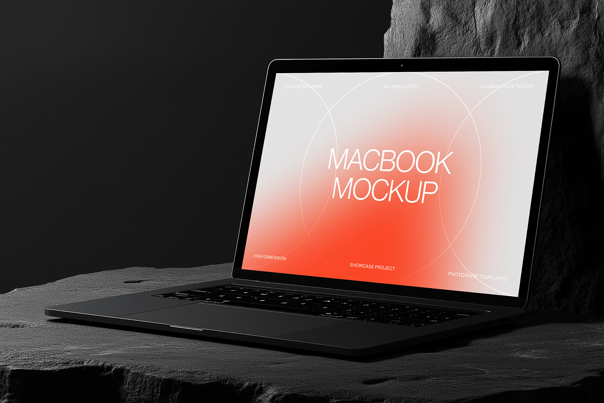 Macbook Mockup on Stone, a Mac Mockup by sagesmask.com (Photo 2 of 14)