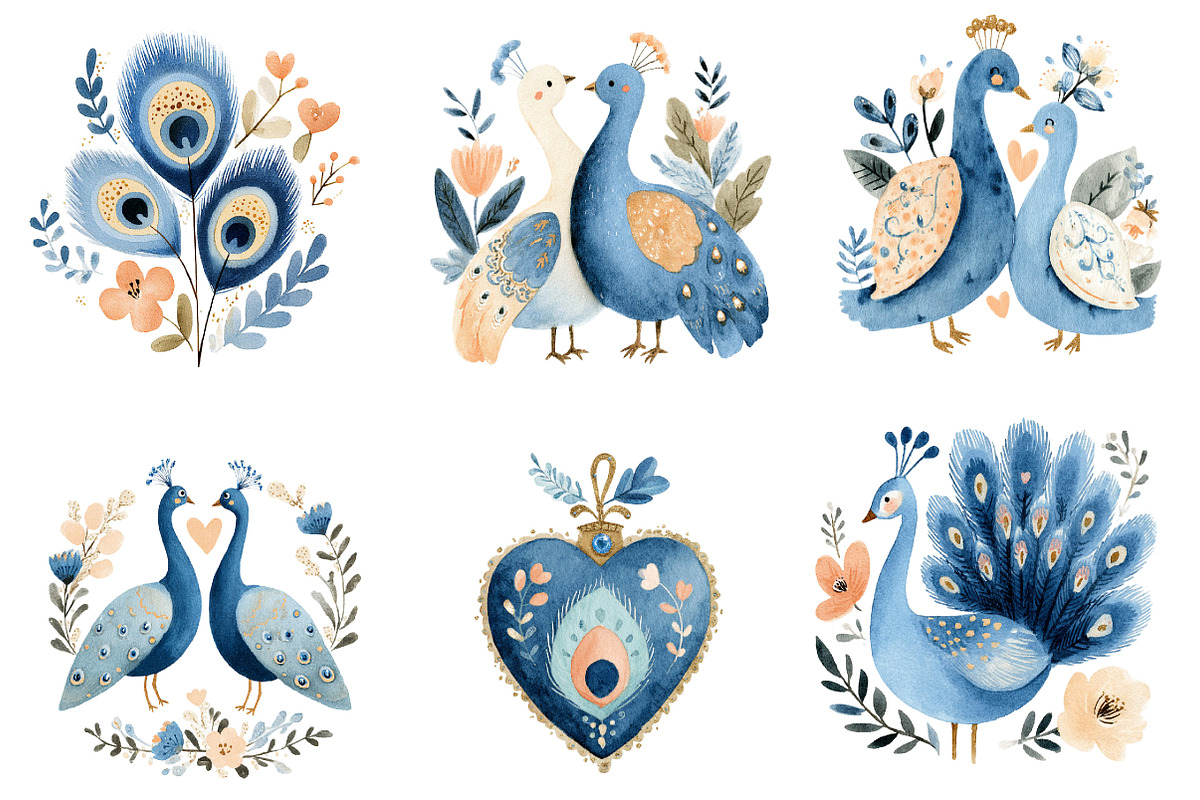 Valentine Damask Peacock Clipart, an Illustration by Designworld (Photo 4 of 6)