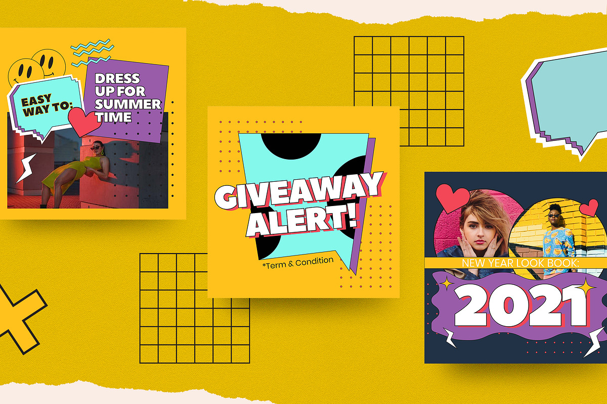 90's Instagram Pack, a Social Media Template by graphicook (Photo 3 of 7)
