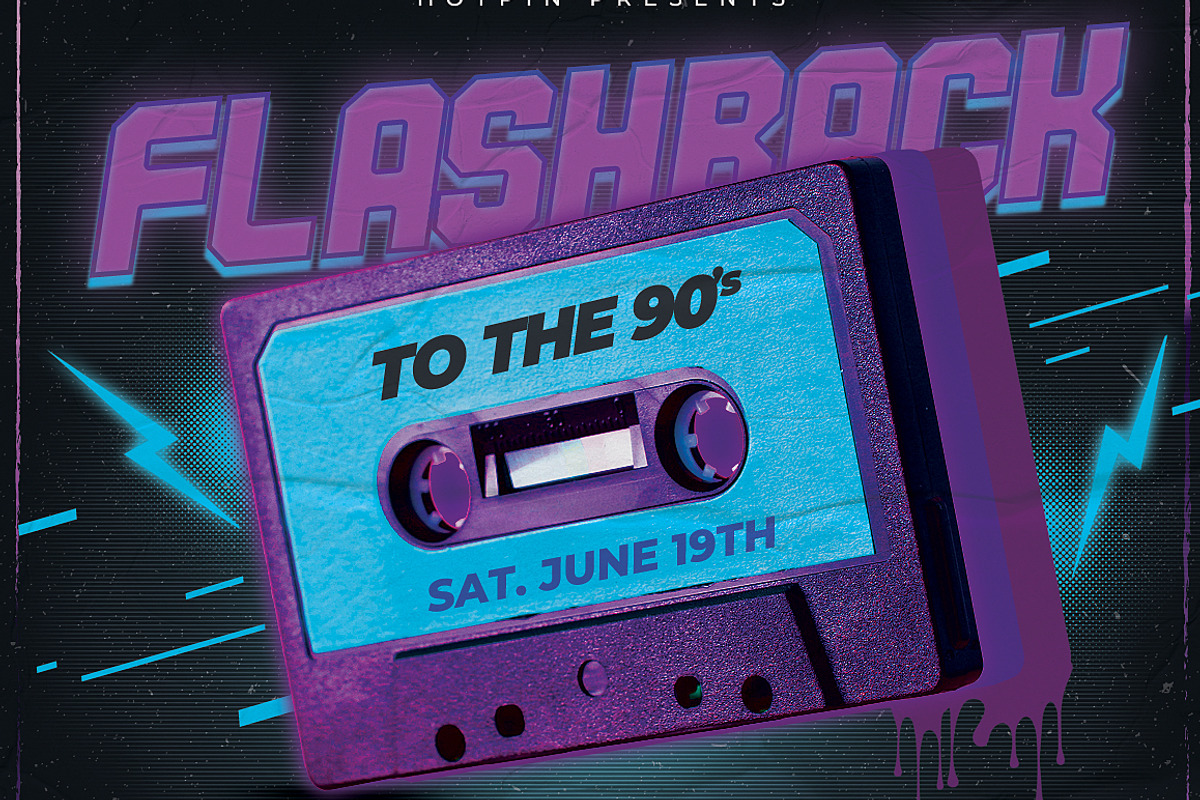 Retro 90s Party Flyer Template, a Flyer Template by Hotpin (Photo 3 of 3)