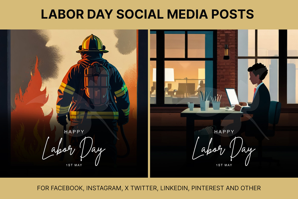 61 Labor day social media posts set, a Social Media Template by Walldecorated (Photo 25 of 29)