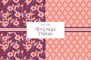 Bohemian Bloom Patterns PinkPurple, a Pattern Graphic by RachelStudio (Thumbnail 2 of 10)