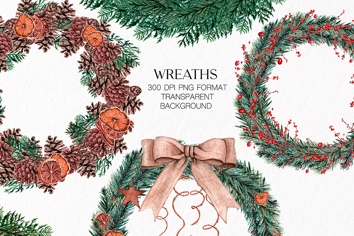 Christmas Watercolor collection, a Decorative Illustration by CrystalinaShop (Photo 3 of 5)
