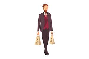 Rich man flat cartoon comic, an Object Illustration by Things for designers