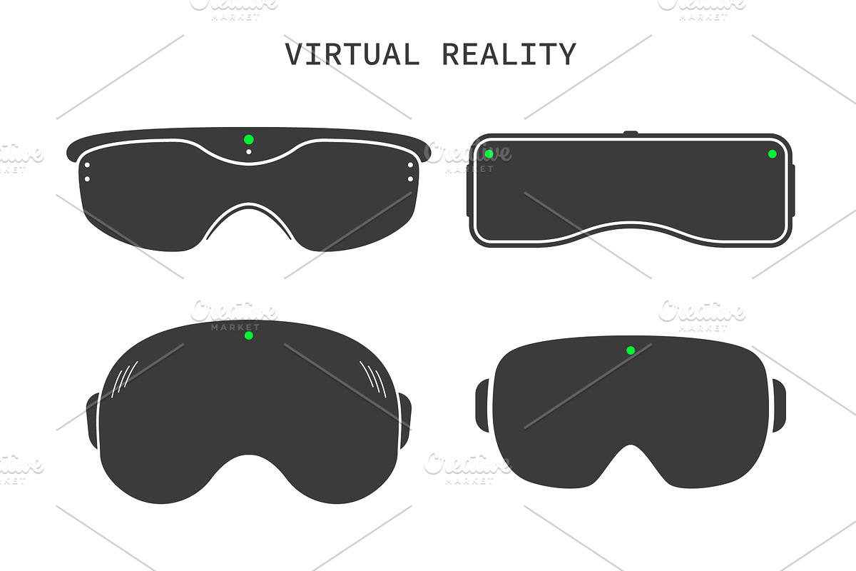 Set of vr glasses flat icon, a Technology Illustration by Vector Creator