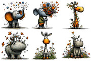 Spring Safari Whimsical Clipart Bund, an Illustration by DreamPrint404 (Thumbnail 4 of 6)