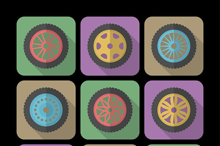 Set of 9 icons of a car rims. | Icons ~ Creative Market