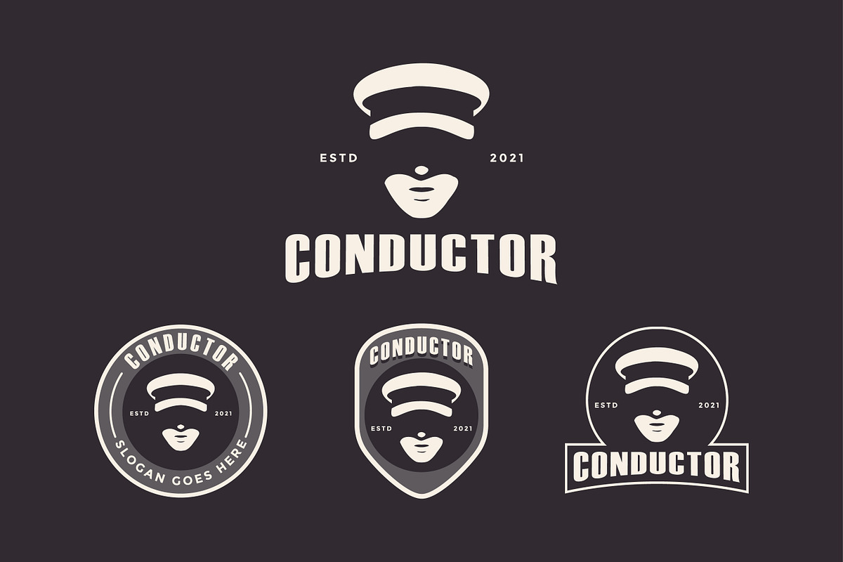 Set of head hat of conductor logo, a Branding & Logo Template by DOMHOUZE