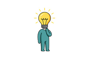 A person with a light bulb for a hea, an Illustration by designvectx