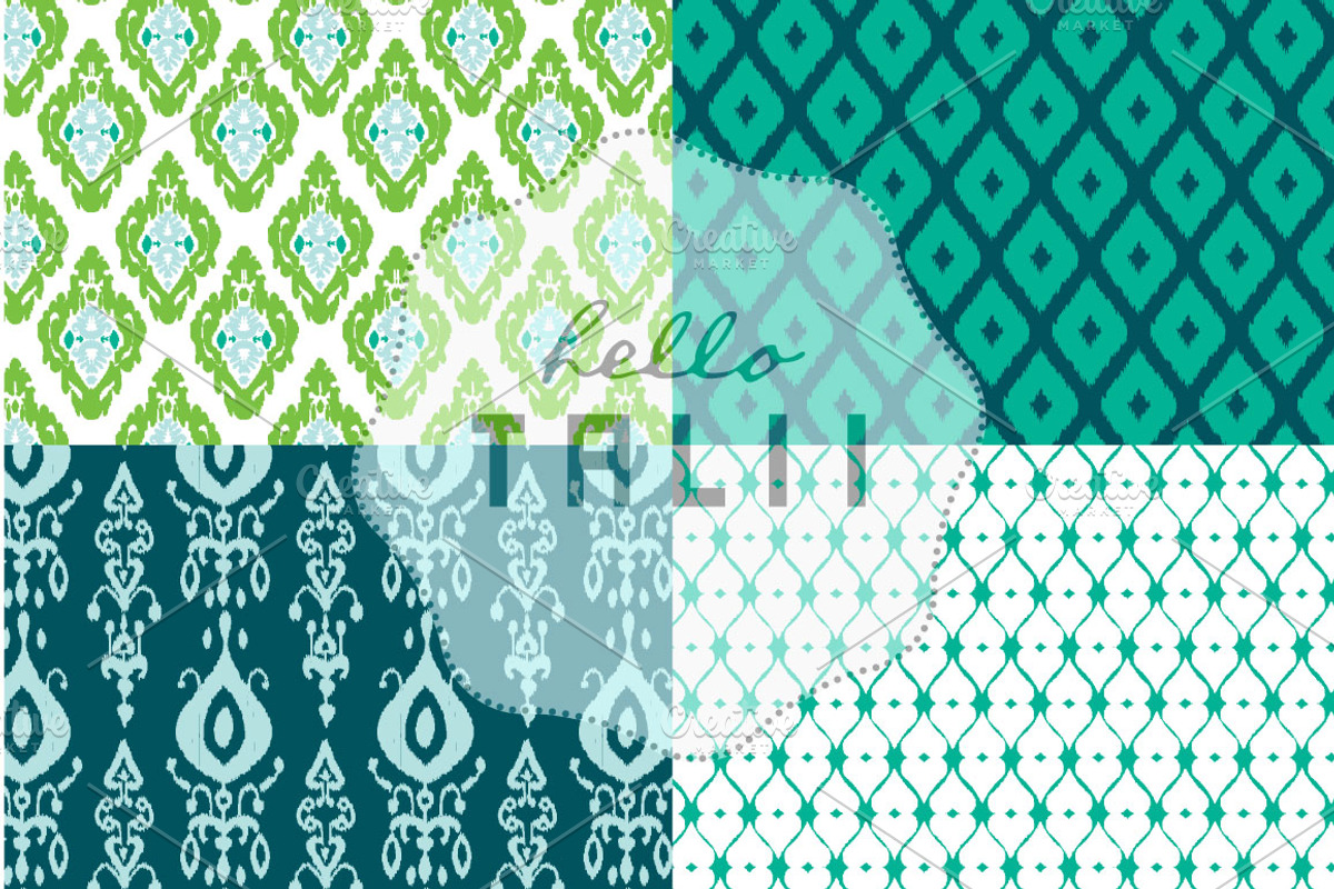 Teal Ikat Digital Paper, a Pattern Graphic by Hello Talii (Photo 3 of 4)
