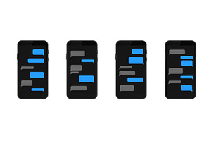 Smartphones displaying messaging, a Technology Illustration by skripnikbb