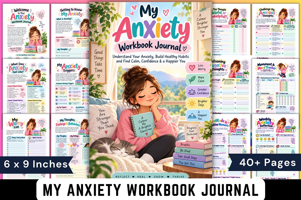 My Anxiety Workbook Journal, a Stationery Template by Designmela01 (Photo 1 of 6)