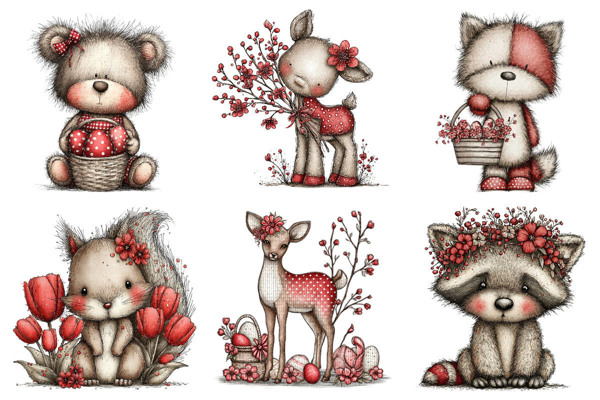 Woodland Easter Animals Clipart, an Illustration by designcity5 (Photo 3 of 5)
