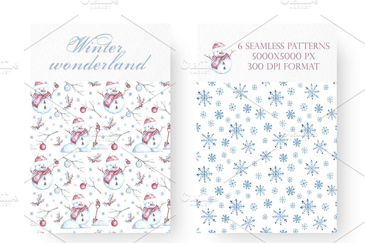 Christmas snowman watercolor clipart, a Seasonal Illustration by SabinaWatercolorArt (Photo 5 of 17)