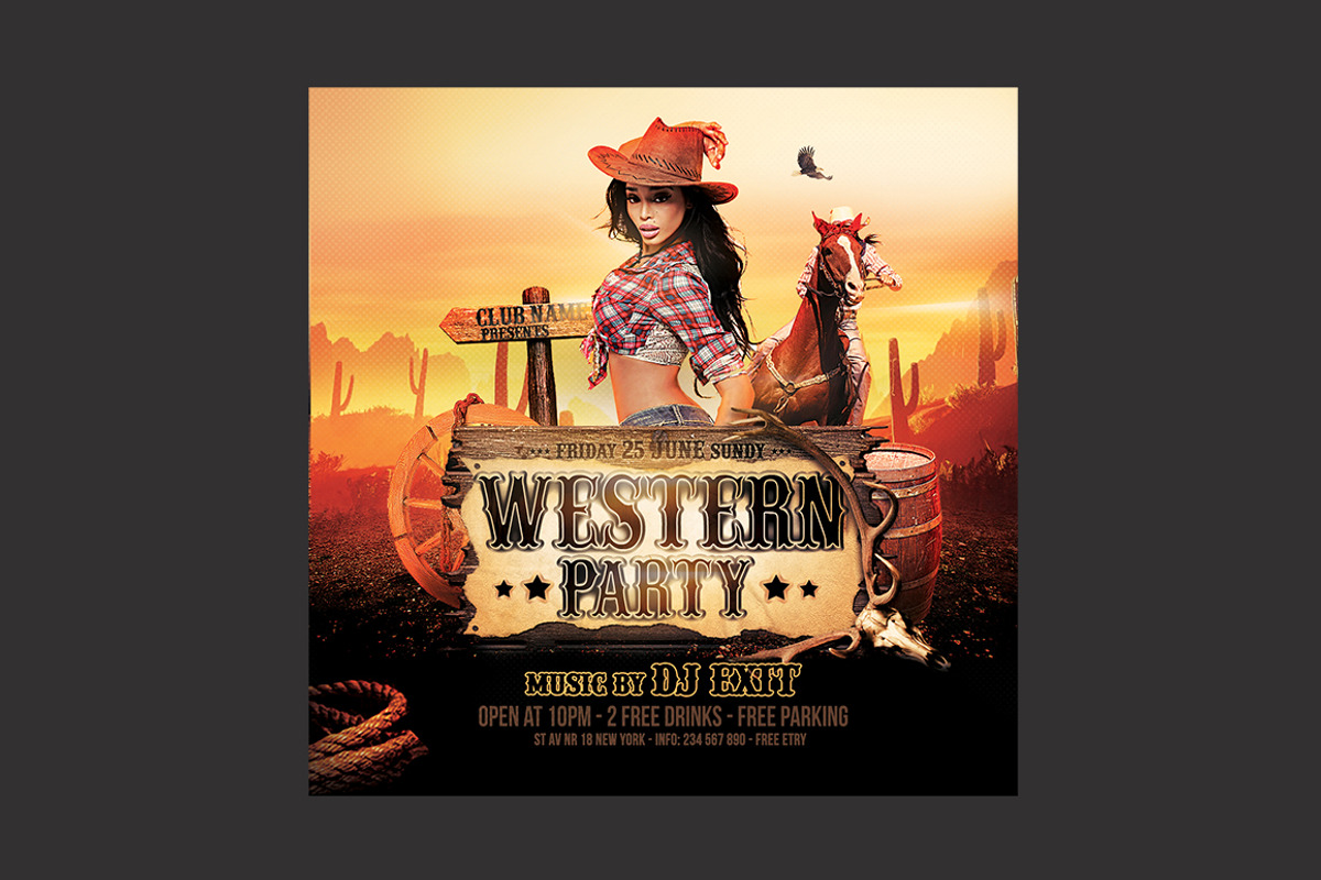 Western Party Flyer, a Flyer Template by DSGraphicDesign
