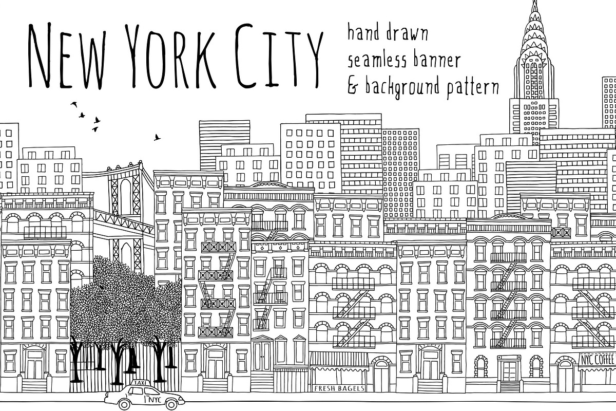 New York - Seamless Banner + Pattern, an Illustration by Franzi draws (Photo 1 of 3)