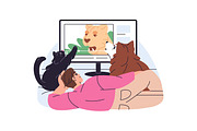 Pet owners with cute cats, dogs set, an Animal Illustration by PaperTrident (Thumbnail 4 of 9)