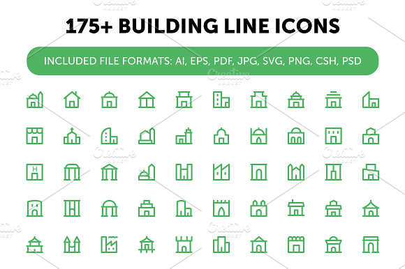 175 Building Line Icons