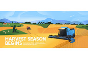 Harvesting, farm field banner, a Transportation Illustration by PaperTrident (Thumbnail 1 of 2)