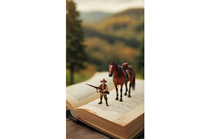 Miniature cowboy figure with rifle, an Illustration by tilialucida