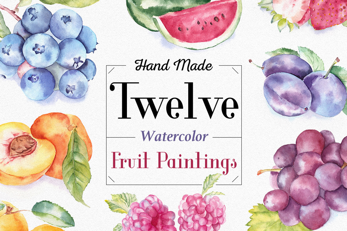 Fruit Watercolor Illustrations, an Illustration by emine (Photo 1 of 3)