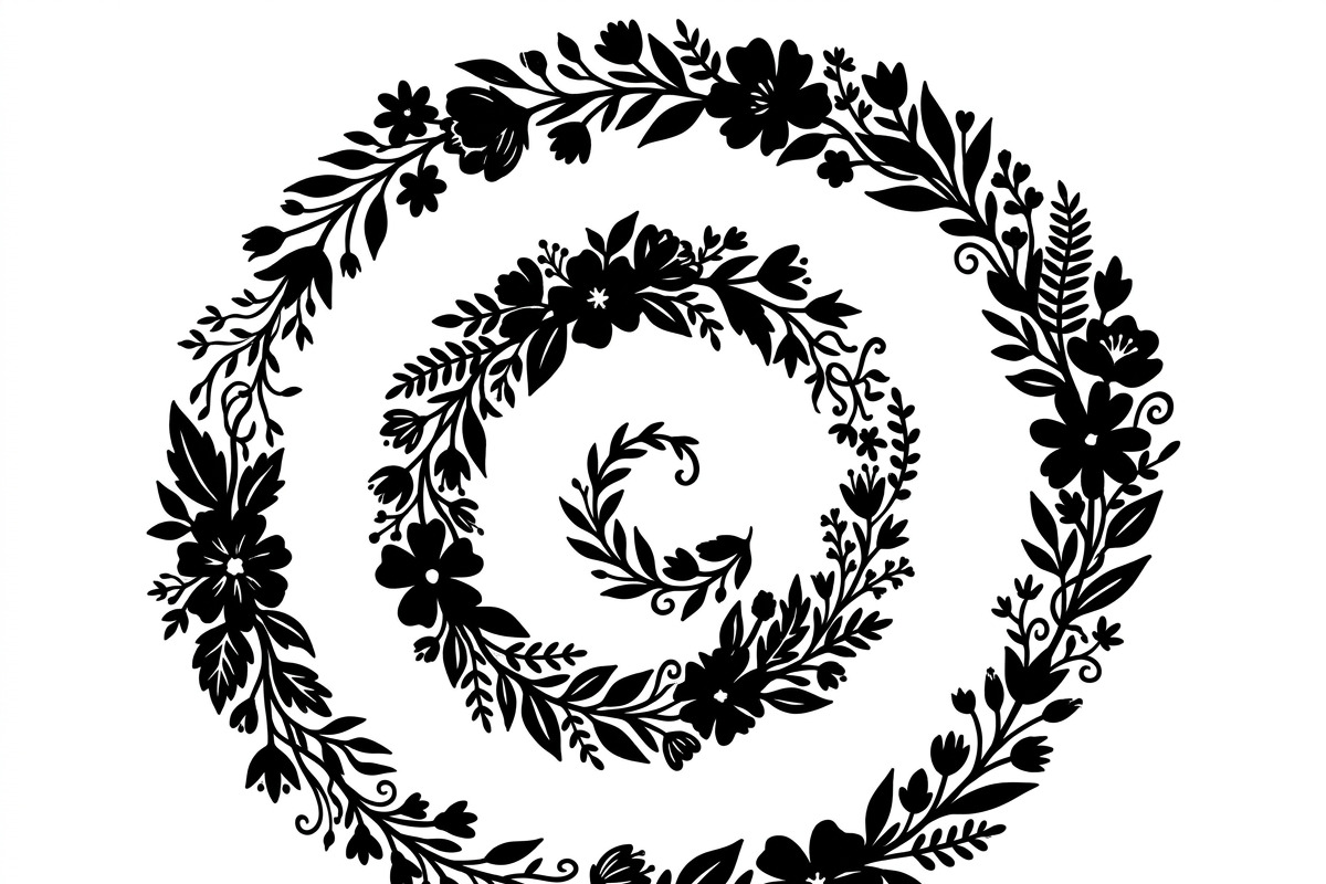 50 Elegant Floral Leaf Spiral Frame, a Decorative Illustration by Amazin_art (Photo 14 of 39)