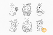 Cute Easter Clipart Bundle, Line Art, a Seasonal Illustration by Pretty Meerkat (Thumbnail 2 of 7)