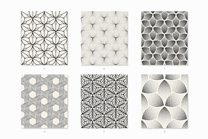 Hexagons & Petals. Seamless Patterns