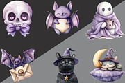 Watercolor Lavender Halloween, an Illustration by Black Bird Studio (Thumbnail 2 of 6)