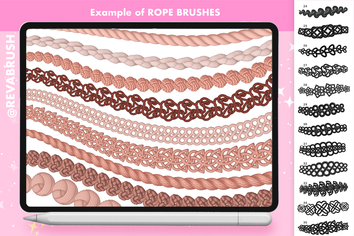Procreate Rope stitch brushes, a Brush Add-On by Revabrush (Photo 6 of 6)