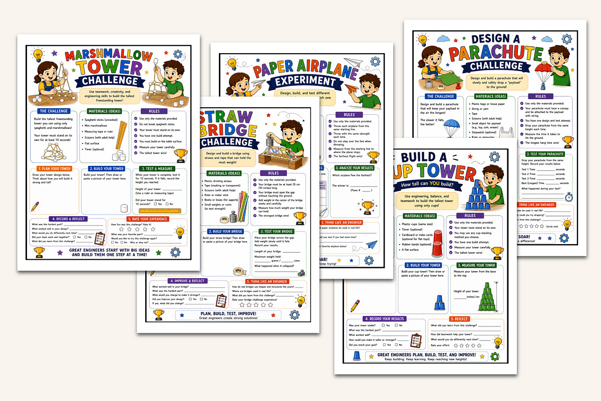 Engineering Challenge Workbook, a Stationery Template by Designmela01 (Photo 3 of 5)