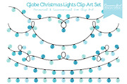 Globe Christmas Lights Clip Art Set, a Work Illustration by RaccoonGirl Design (Thumbnail 1 of 3)