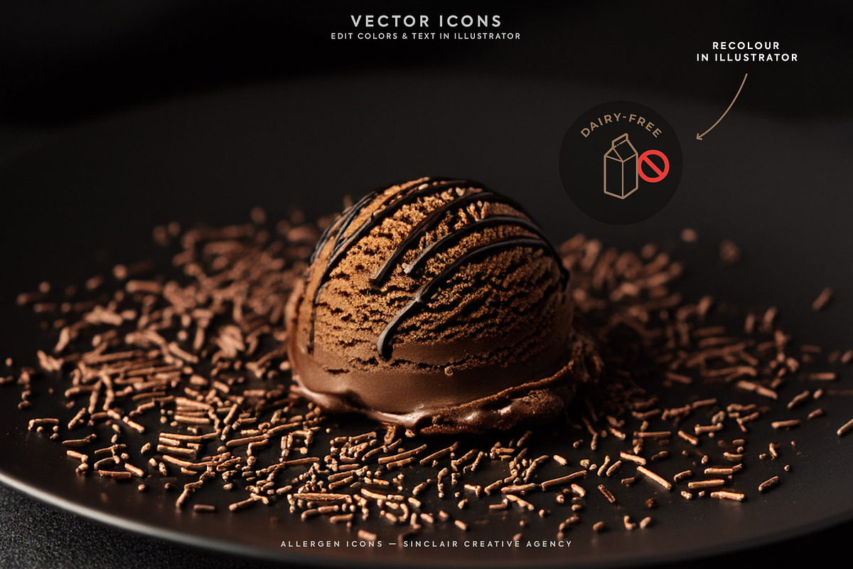 Minimalistic Food Allergen Icons, an Outline Icon by Sinclair Creative Agency (Photo 7 of 7)