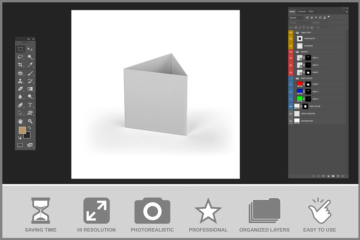 Table Tent Mockup PSD, an Advertising Mockup by Bruno's Shop (Photo 3 of 4)