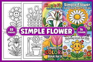 55 Simple Flower Coloring Book, a Decorative Illustration by Ink Gallery