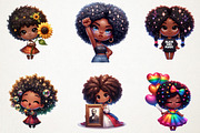 Juneteenth Black Chibi Girls Clipart, an Illustration by RobertsArt (Thumbnail 4 of 7)